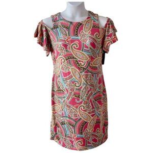 Ronni Nicole Pink Paisley Cold Shoulder Dress – Petite 10